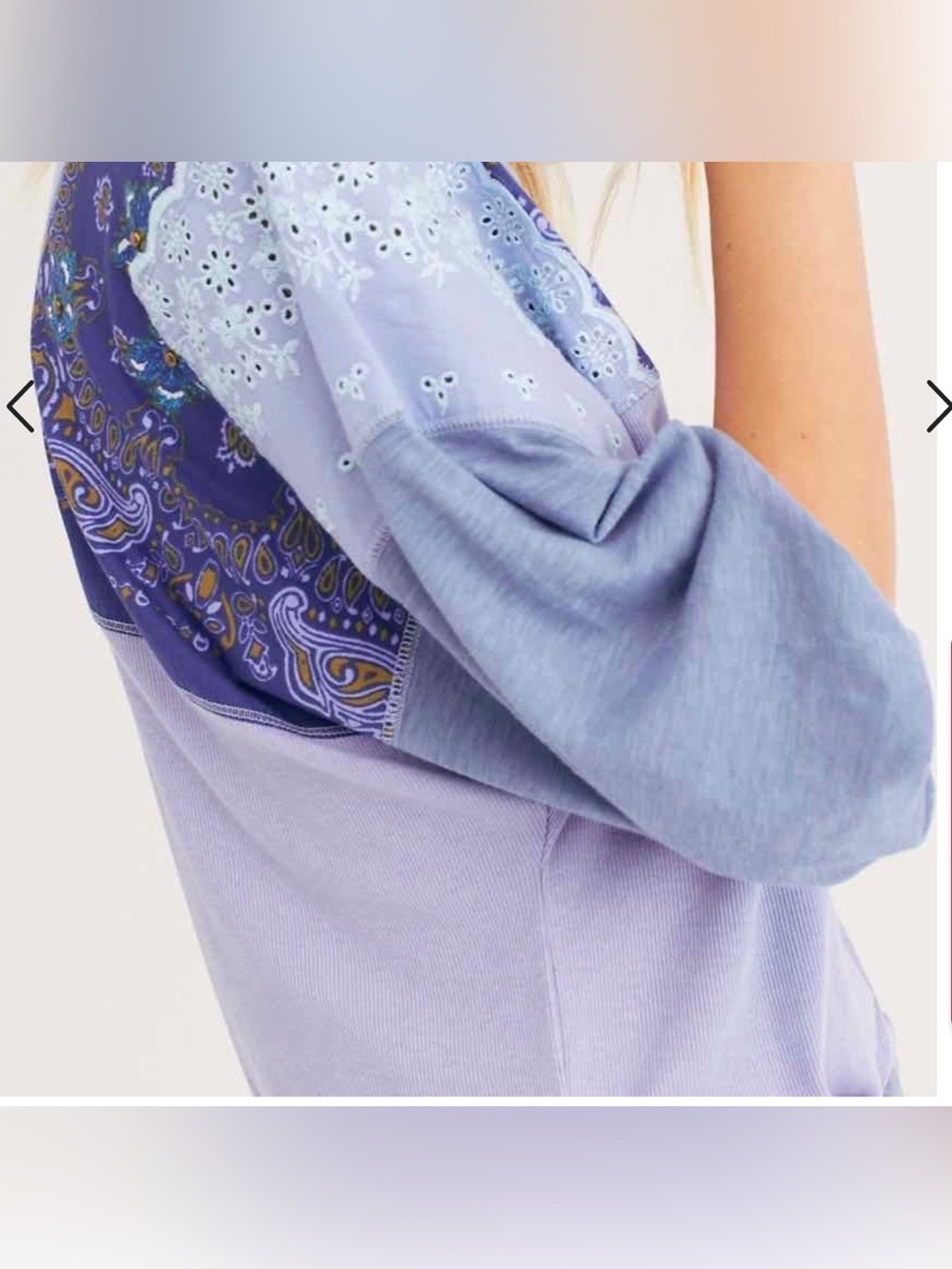 Free People Feelin it Tee Lavender Patchwork - Picture 3 of 12